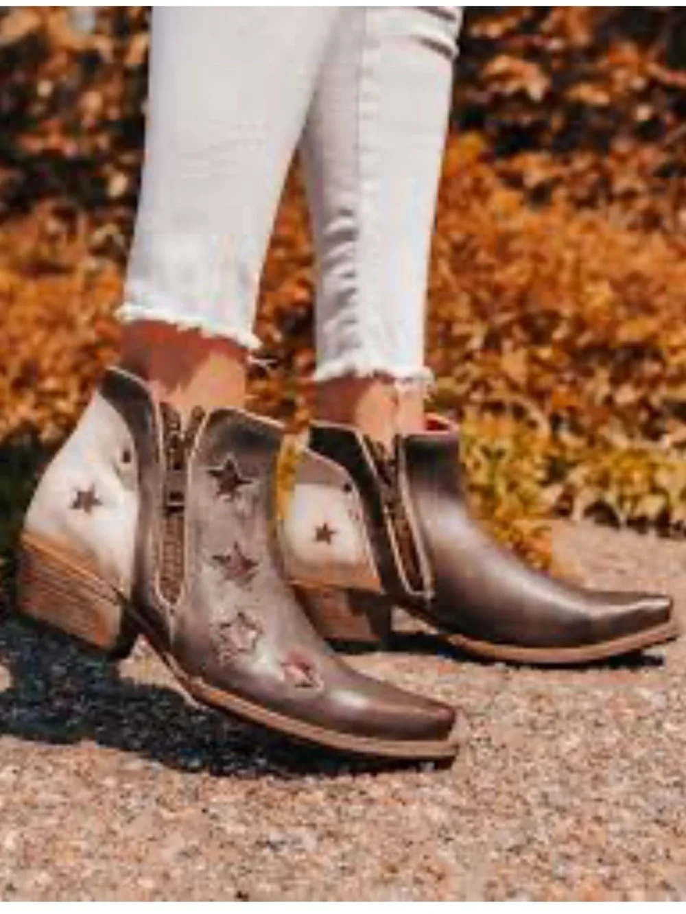 Freebird by Steven Weaver Stars Boots Snip Toe Leather Ankle Coastal Cowgirl 9 - Picture 2 of 14